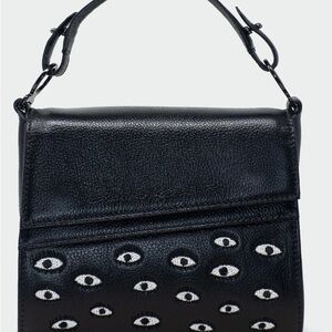 Min & Mon Anastasio Micro Crossbody Handbag in Black Leather - All Over Eyes
